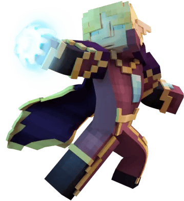 Minecraft wizard character casting a spell representing expert game server support