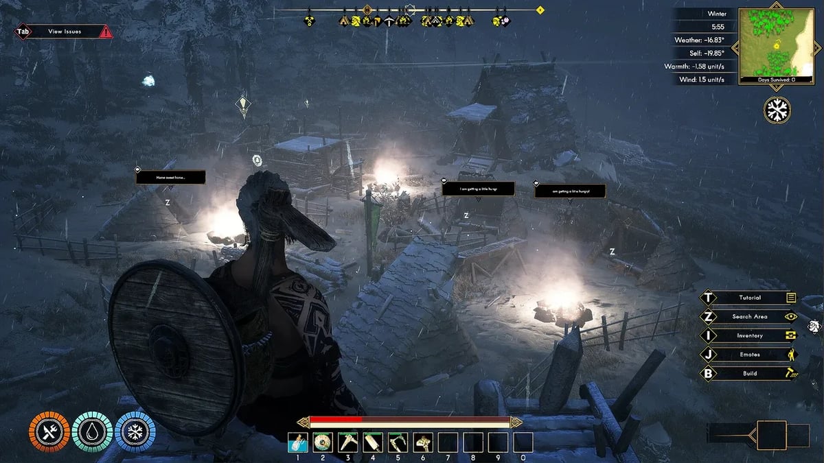 Aska players building and managing a Viking settlement on a dedicated server