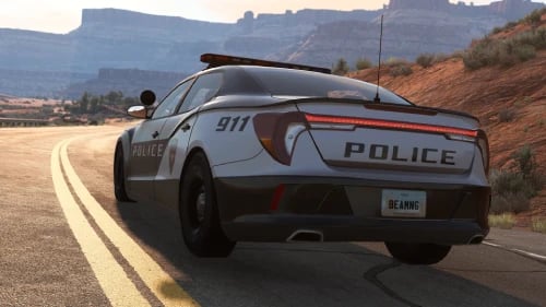 BeamMP player driving a police car on a multiplayer server