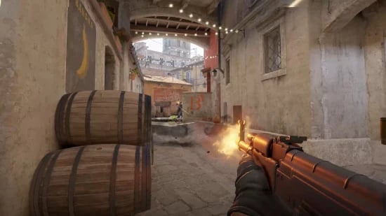 Counter-Strike 2 players in a 5v5 competitive match on a multiplayer server