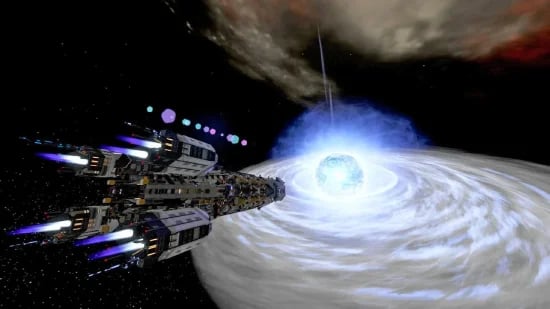 Empyrion Galactic Survival capital ship fleet battle on a dedicated server
