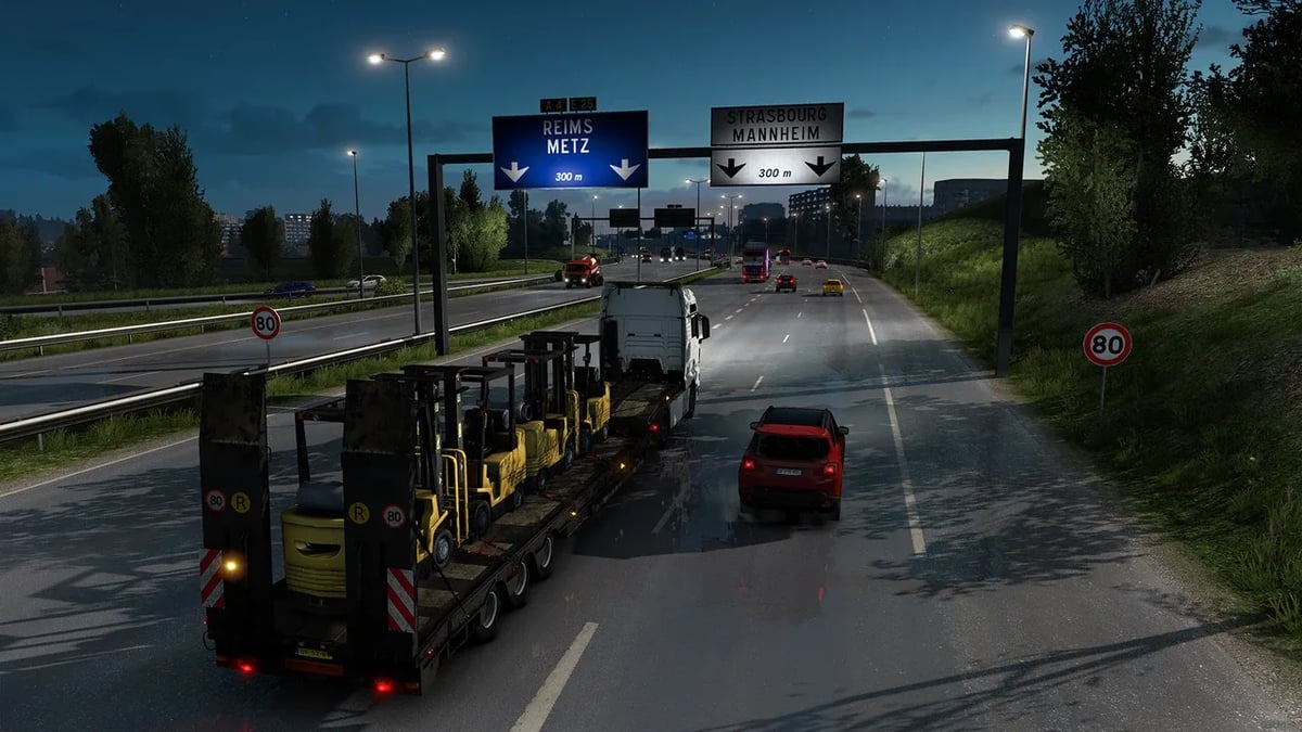 Euro Truck Simulator 2 convoy driving together on a multiplayer server