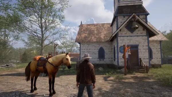Frontier Legends players building a settlement on a dedicated server