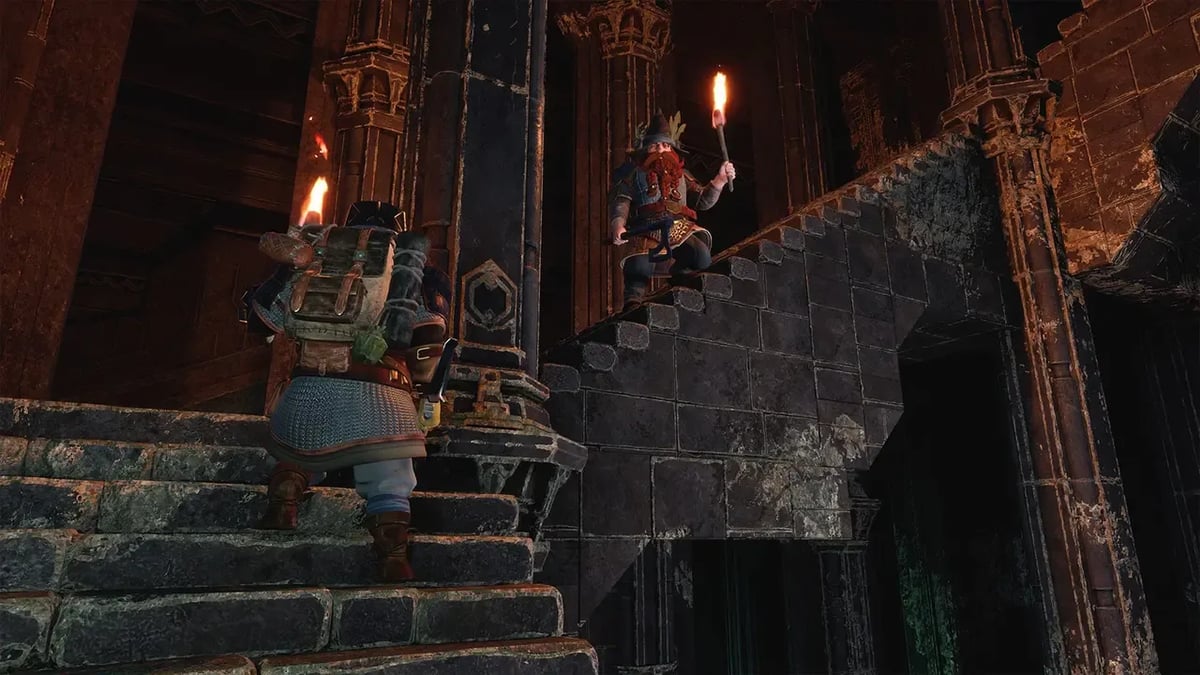 Zwergenspieler erkunden gemeinsam die prozedural generierten Minen von Moria auf einem dedizierten Multiplayer-Server