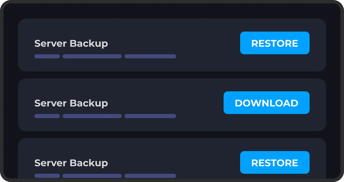 Minecraft server control panel backup manager with one-click restore and automatic scheduling