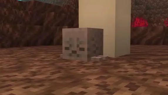 Modded Minecraft skull decoration showcasing custom server modifications