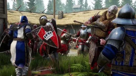 Mordhau players dueling on a multiplayer server
