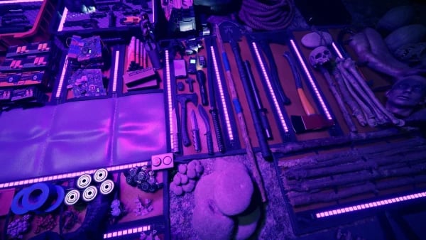 Sons of the Forest player crafting items on a dedicated server