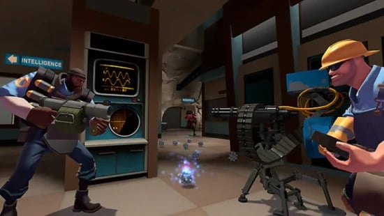 Team Fortress 2 players in a classic Payload match on a multiplayer server