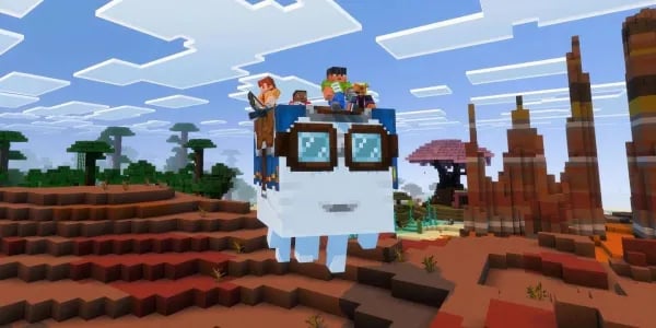 Two players exploring together on a multiplayer Minecraft server