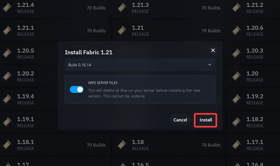 Installing Fabric on a Minecraft server using the Wabbanode panel