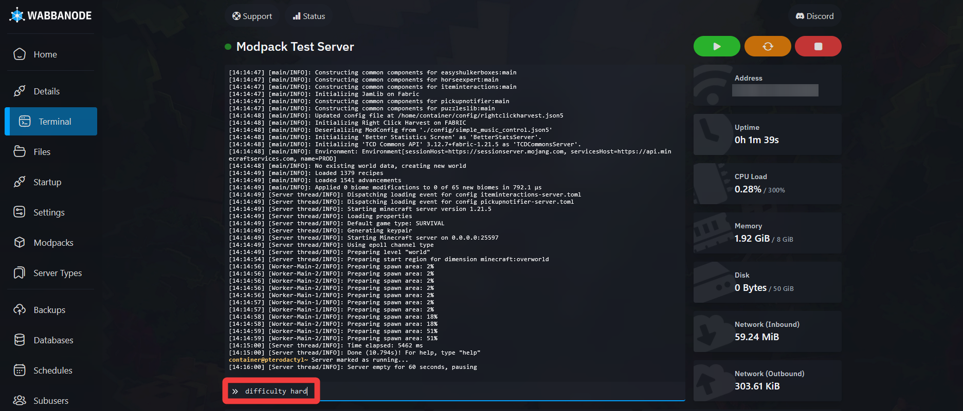 Setting the difficulty of a minecraft server