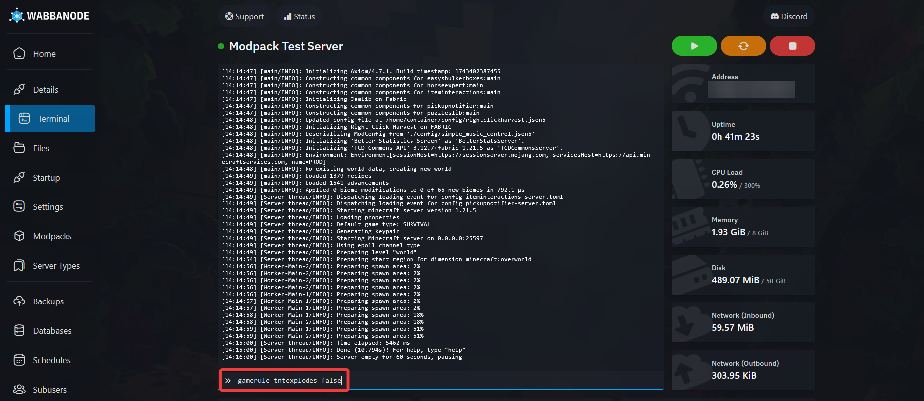Disabling tnt explosions on a Minecraft server
