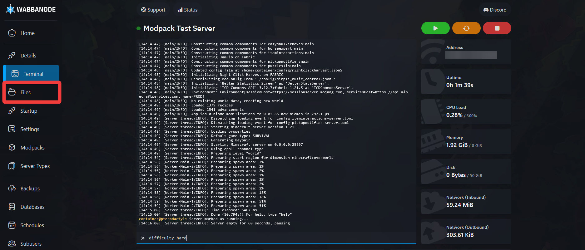 Clicking files for Minecraft server
