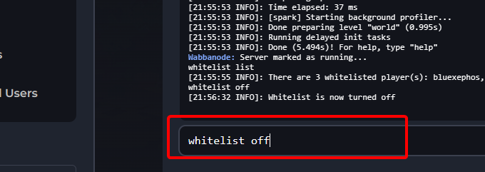 Disabling Whitelist