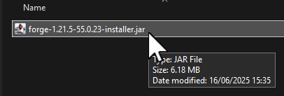 Open the Minecraft Forge installer