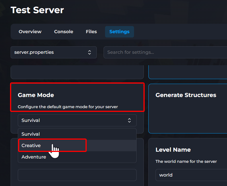 Game Mode Setting