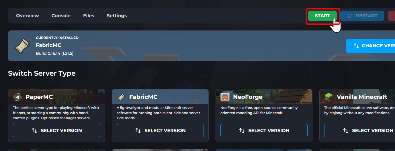 Starting your Fabric Server