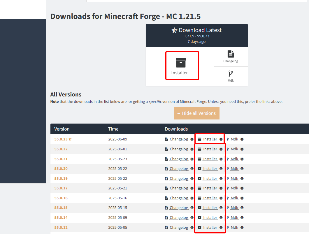 Download Minecraft Forge Version