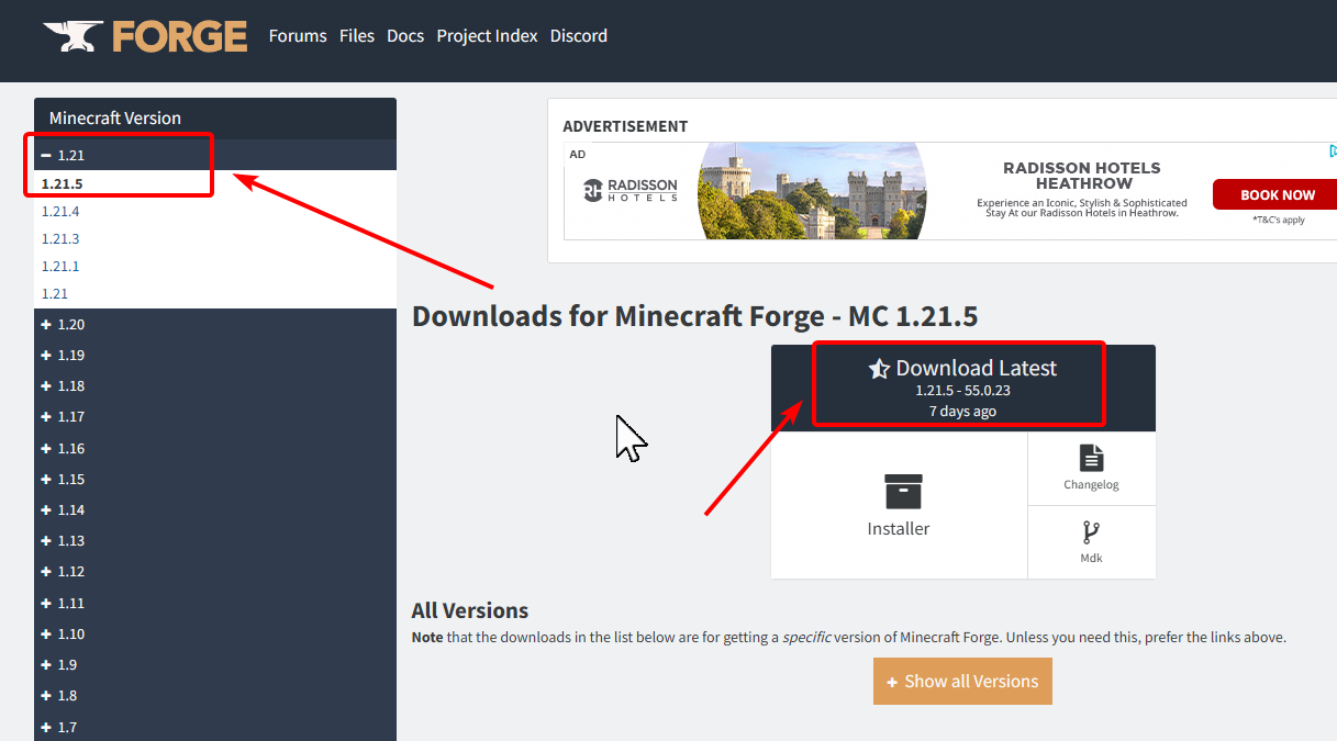 Minecraft Forge Version