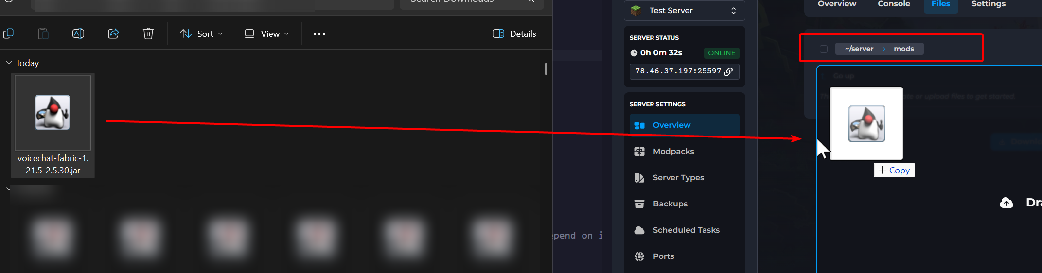 Drag and Dropping Mods into Files