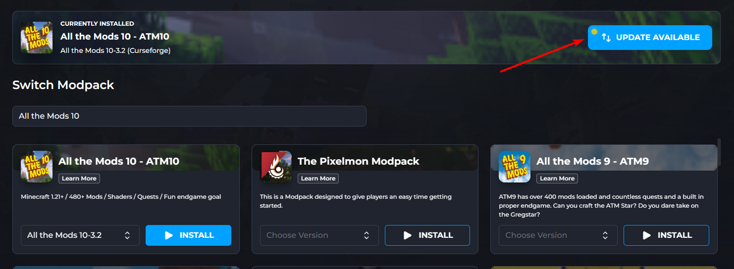 Modpack Update Available