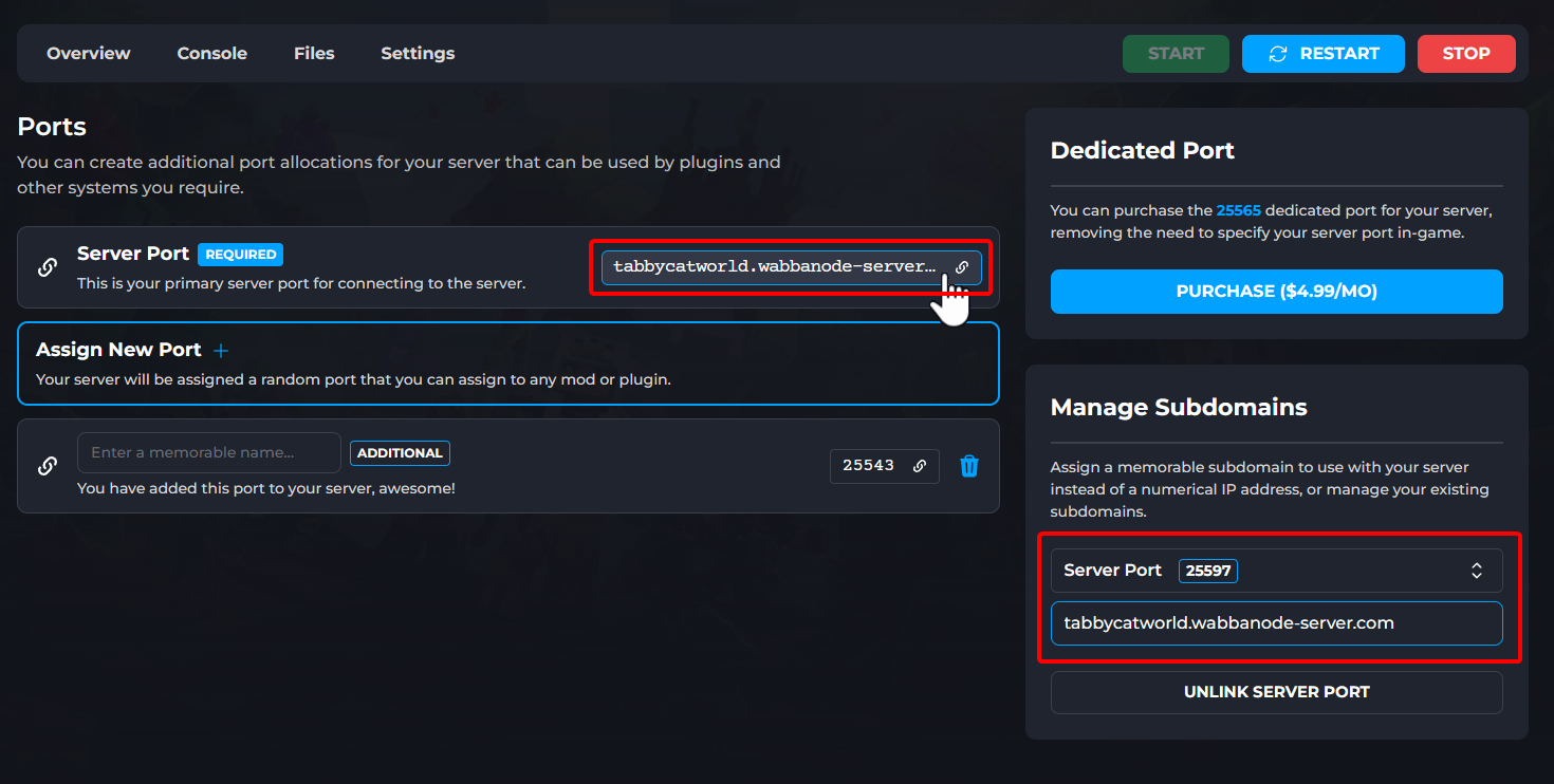 Server Port Linked