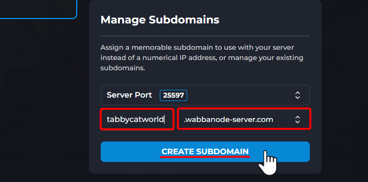 Choosing Subdomain