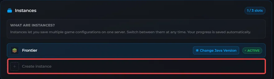 Creating a new instance for Frontier Legends on Wabbanode Panel
