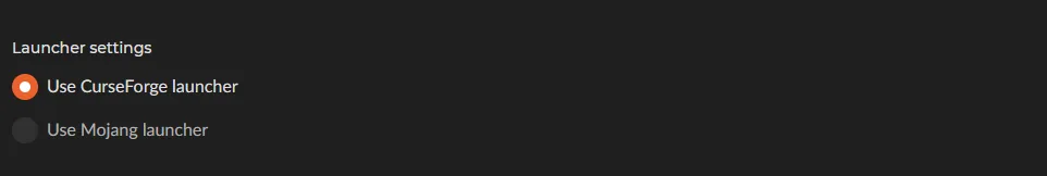 Curseforge Launcher Settings