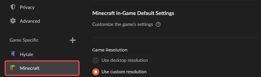 Curseforge Minecraft Settings