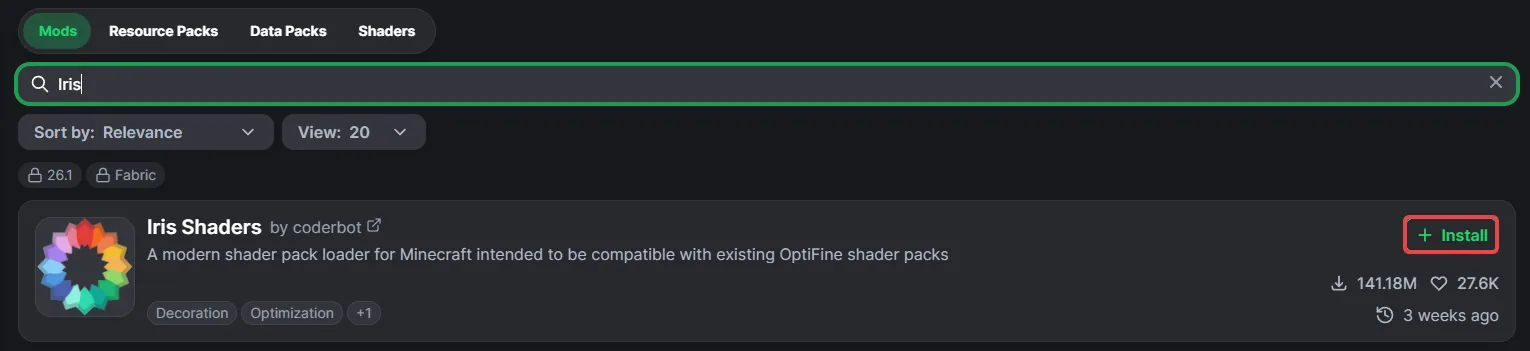 Modrinth Search and Install mod