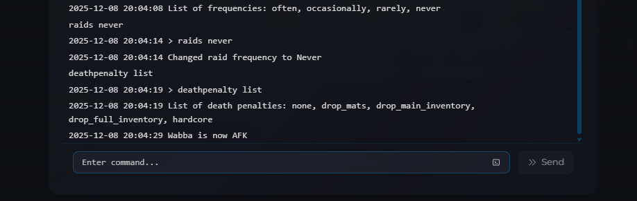 Executing permissions set owner command in Necesse server console