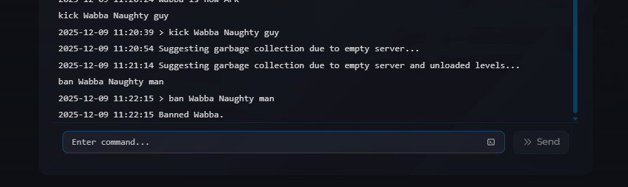 Executing the unban command in Necesse server console