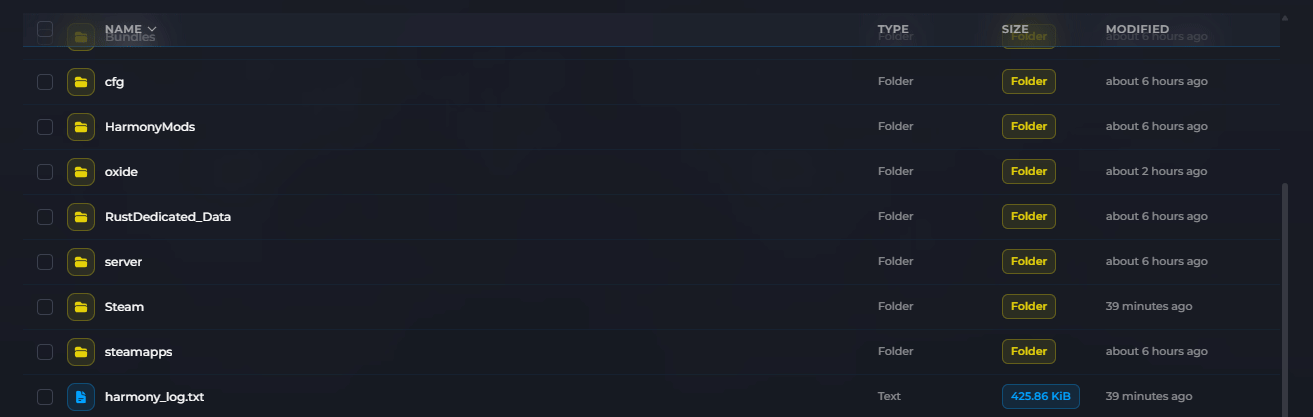 Opening the server identity folder