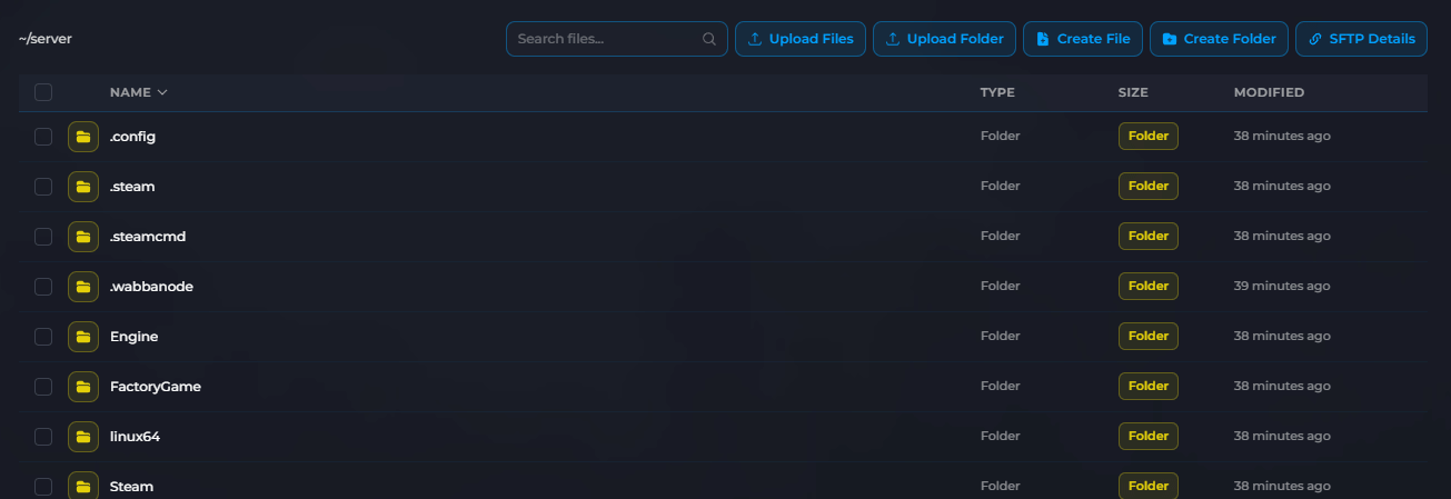 Satisfactory server navigating to the config folder