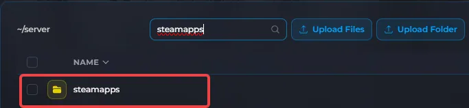 Steam apps folder for Frontier Legends server