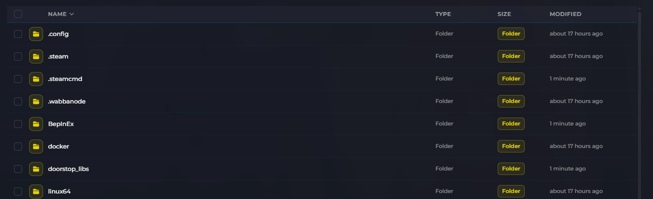 Opening the BepInEx plugins folder on a Valheim server