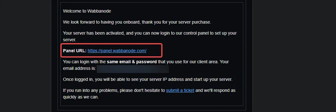 Wabbanode Example Email for Games Panel